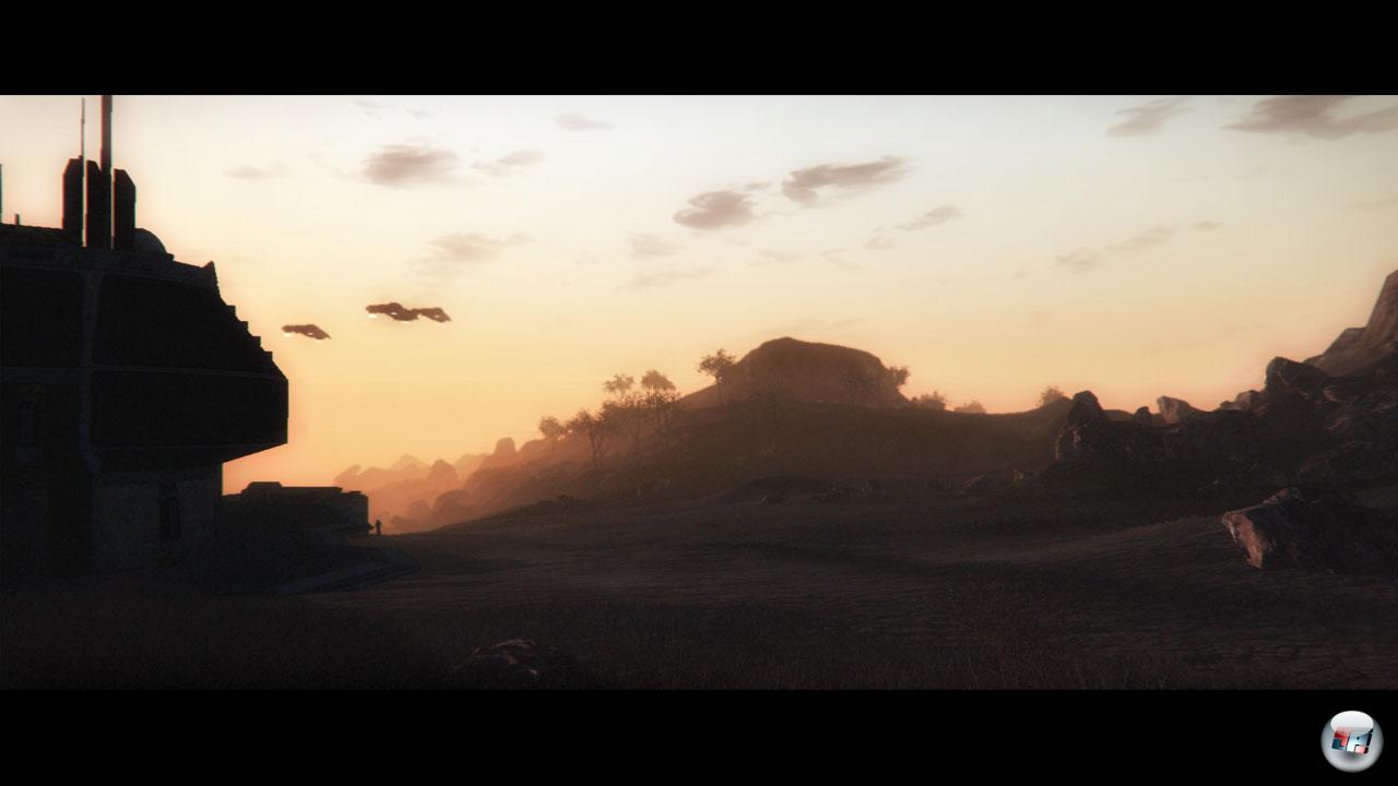 In einigen Momenten wirkt Carrier Command richtig stark: Das gro&szlig;e Tr&auml;gerschiff und die stimmungsvolle Kulisse erzeugen eindrucksvolle Bilder.