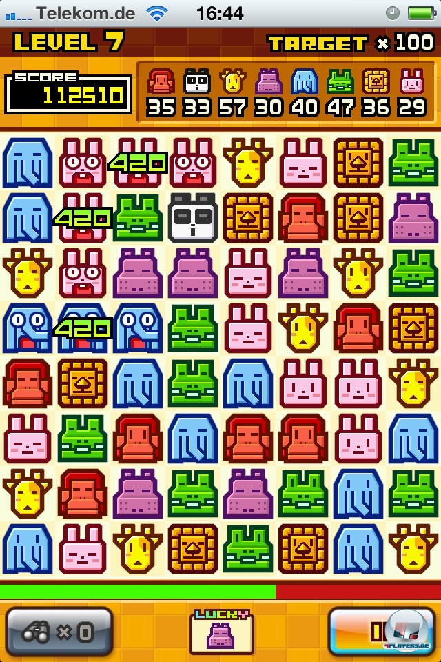 Die Pr&auml;sentation von Zookeeper (hier: iPhone 4) ist einfach, &uuml;bersichtlich und niedlich, die Bedienung funktioniert auf den iOS-Ger&auml;ten problemlos.