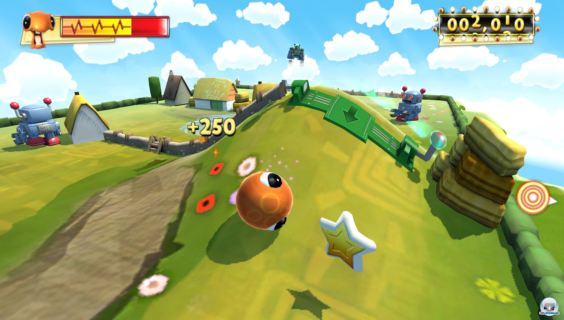 Das Highlight der Sammlung: Mit dem Rückseiten-Touchpad drückt man den Boden nach oben und bringt das kugelrunde Alien ins Rollen. Das Highlight der Minispiel-Sammlung: Mit dem Rückseiten-Touchpad drückt man den Boden nach oben und bringt das kugelrunde Alien ins Rollen. Das Highlight der Sammlung: Mit dem Rückseiten-Touchpad drückt man den Boden nach oben und bringt das kugelrunde Alien ins Rollen. Das Highlight der Minispiel-Sammlung: Mit dem Rückseiten-Touchpad drückt man den Boden nach oben und bringt das kugelrunde Alien ins Rollen.