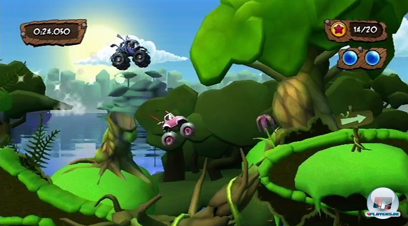 Im Wald beginnt das Rennen um die Welt - die Umgebung dient als Einf&uuml;hrung in das knifflige Zeitfahren.