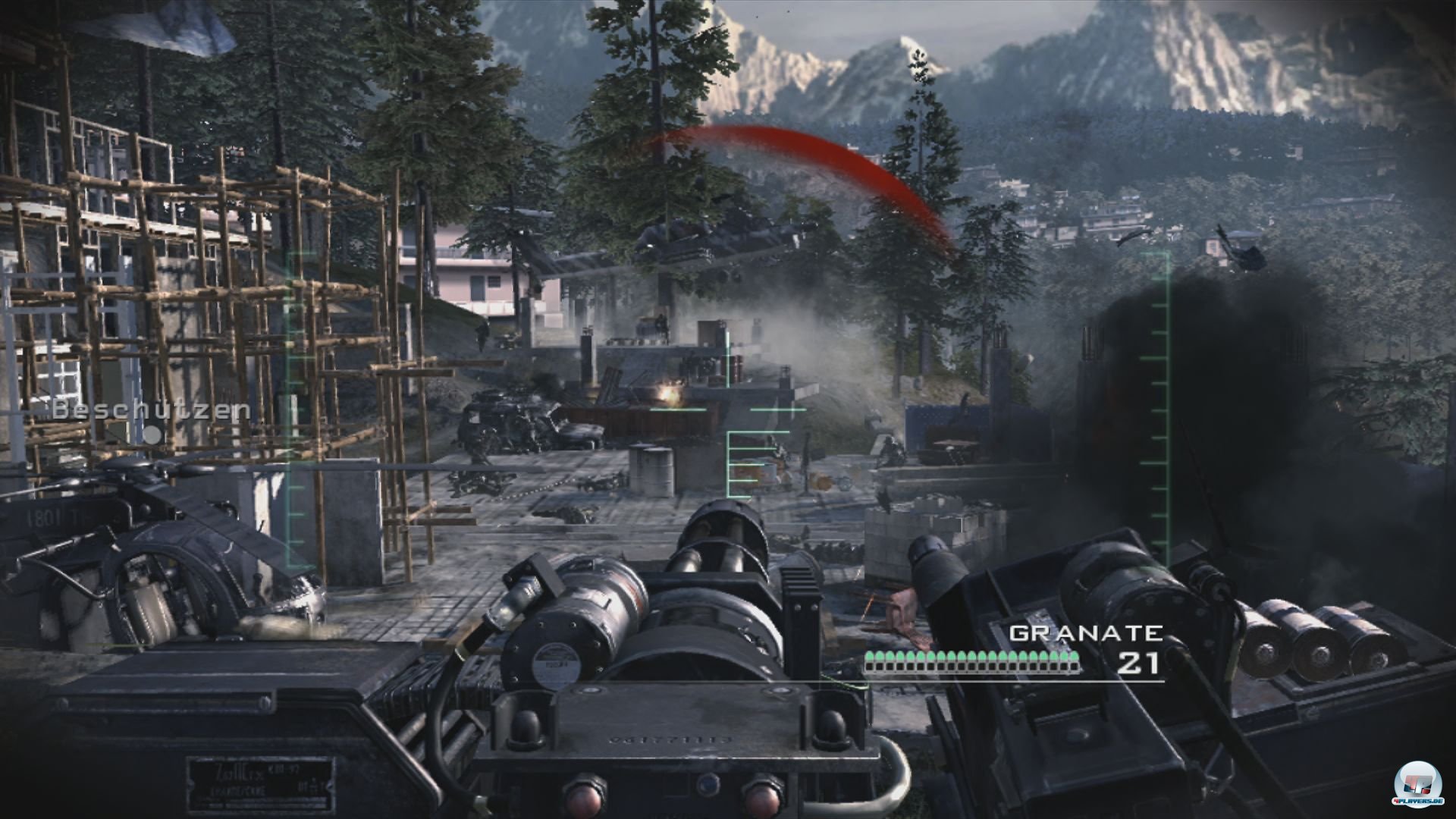 Fast wie in der Spielhalle: Wenn man mit dem ferngesteuerten Kettenfahrzeug massenhaft Gegner vers&auml;gt, erinnert das fast schon an Lighgun-Shooter.