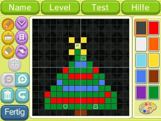 Der Level-Editor in Aktion. Erstellte Puzzles werden mit Hilfe kleiner Schwarz-wei&szlig;-Codes getauscht.