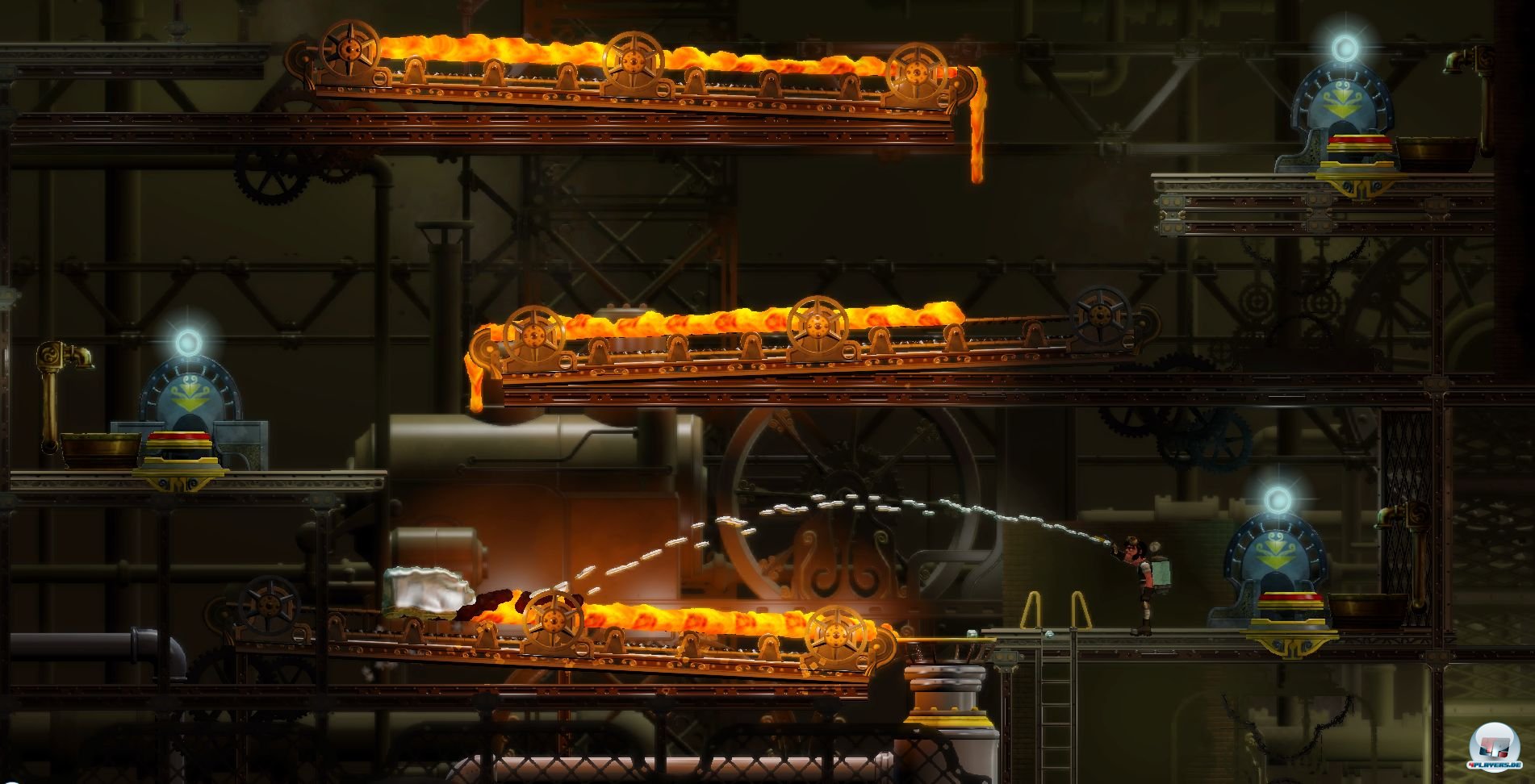 Steampunk-Kulisse und eine &uuml;berzeugende Physik zeichnen das Knobeln aus.