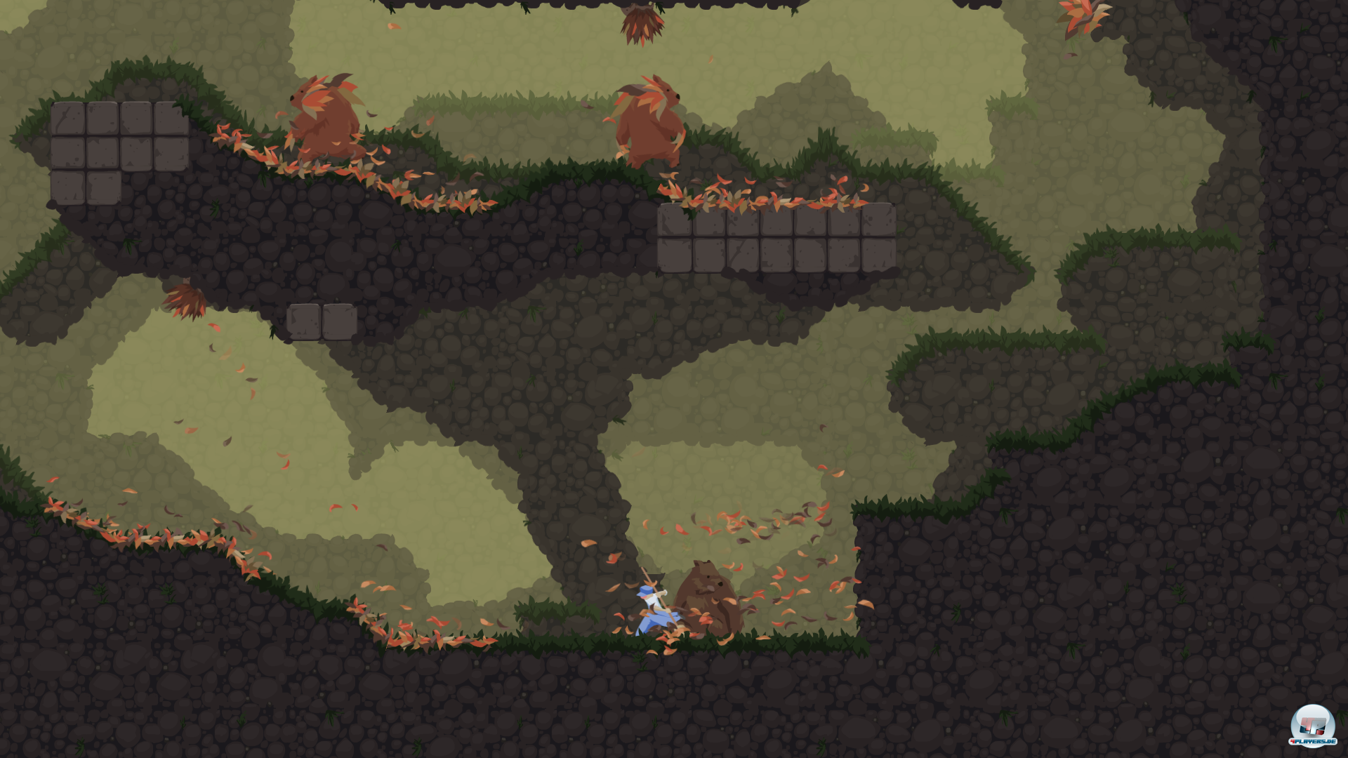 Wehende Bl&auml;tter, gem&uuml;tliche Musik: Im lauschigen Herbstwald beginnt die Saubertour.