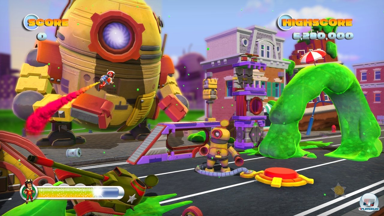 Die Kulisse ist wieder einmal ebenso farbenfroh wie fr&ouml;hlich gestaltet - wer hier nicht grinst, hat nicht viel zu lachen!