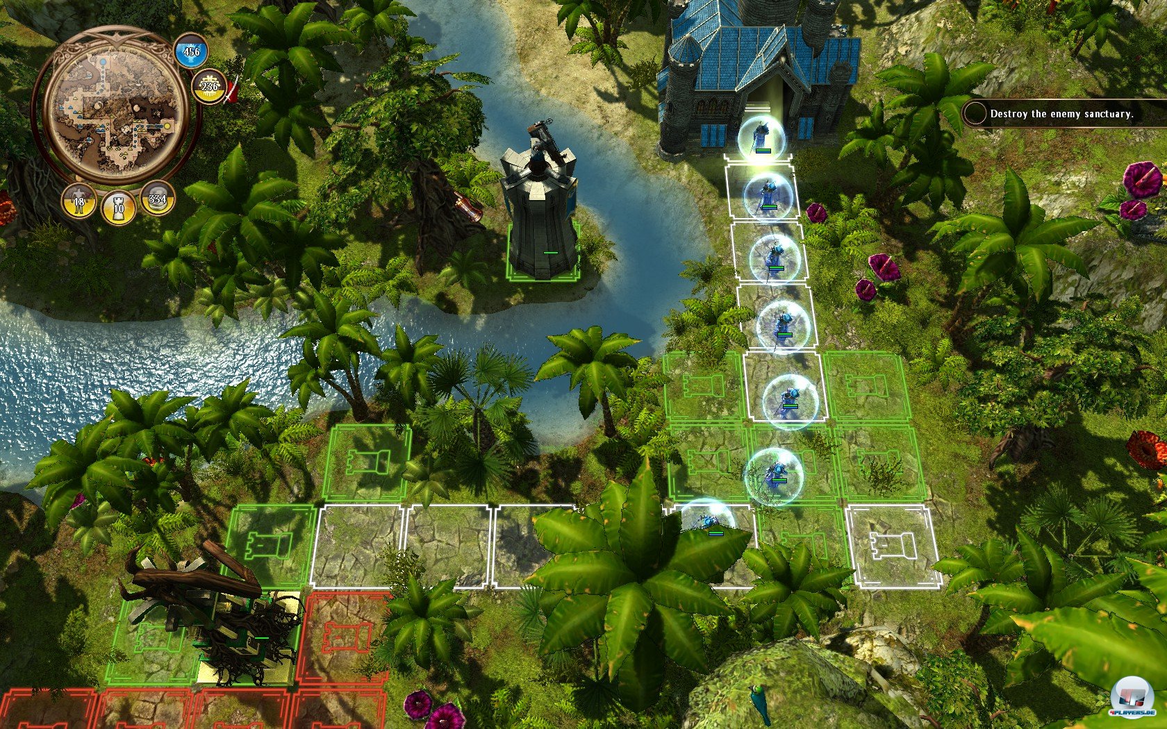 Mein mobiles Turm-Abrisskommando bestehend aus Zauberern, die von einem magischen Schild besch&uuml;tzt werden, marschiert auf. Gleich gibt's Kleinholz!