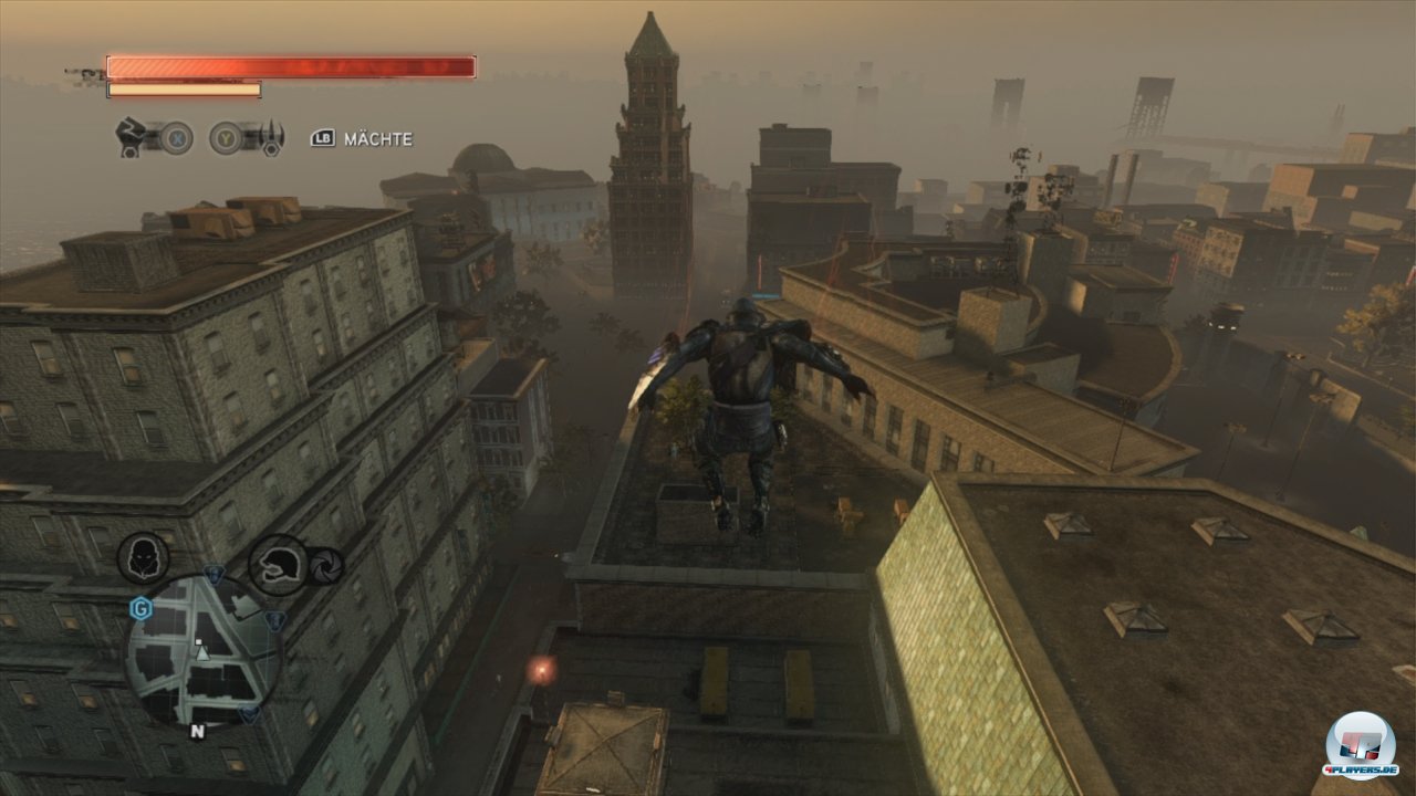 Au&szlig;er den Sektoren gibt es keine Grenzen: Ganz New York Zero ist offen und kann am Boden oder aus der Luft erkundet werden. Das fl&uuml;ssige Zischen durch die Stadt macht einen gro&szlig;en Teil der P2-Faszination aus.