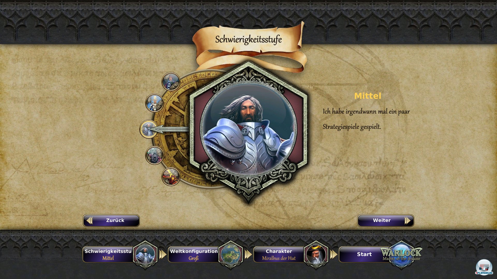 Neben seinem Erzmagier kann man auch noch die Schwierigkeit w&auml;hlen, was nett gemacht ist aber kaum was bringt.
