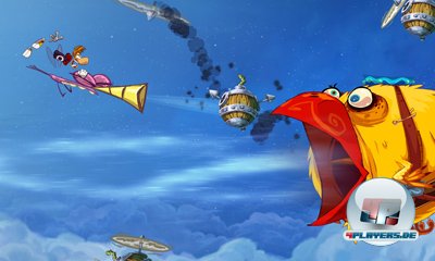 Attacke: Ab und zu gibt's lustige Baller-Einlagen gegen gigantische Flatterm&auml;nner.