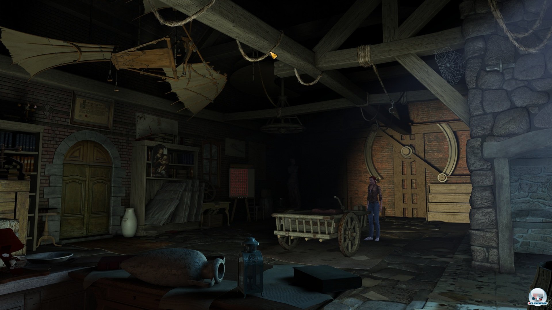 Man kommt ganz sch&ouml;n rum, was auch Historie und Tr&auml;ume einschlie&szlig;t. So darf man Leonardos Labor durchsuchen. 