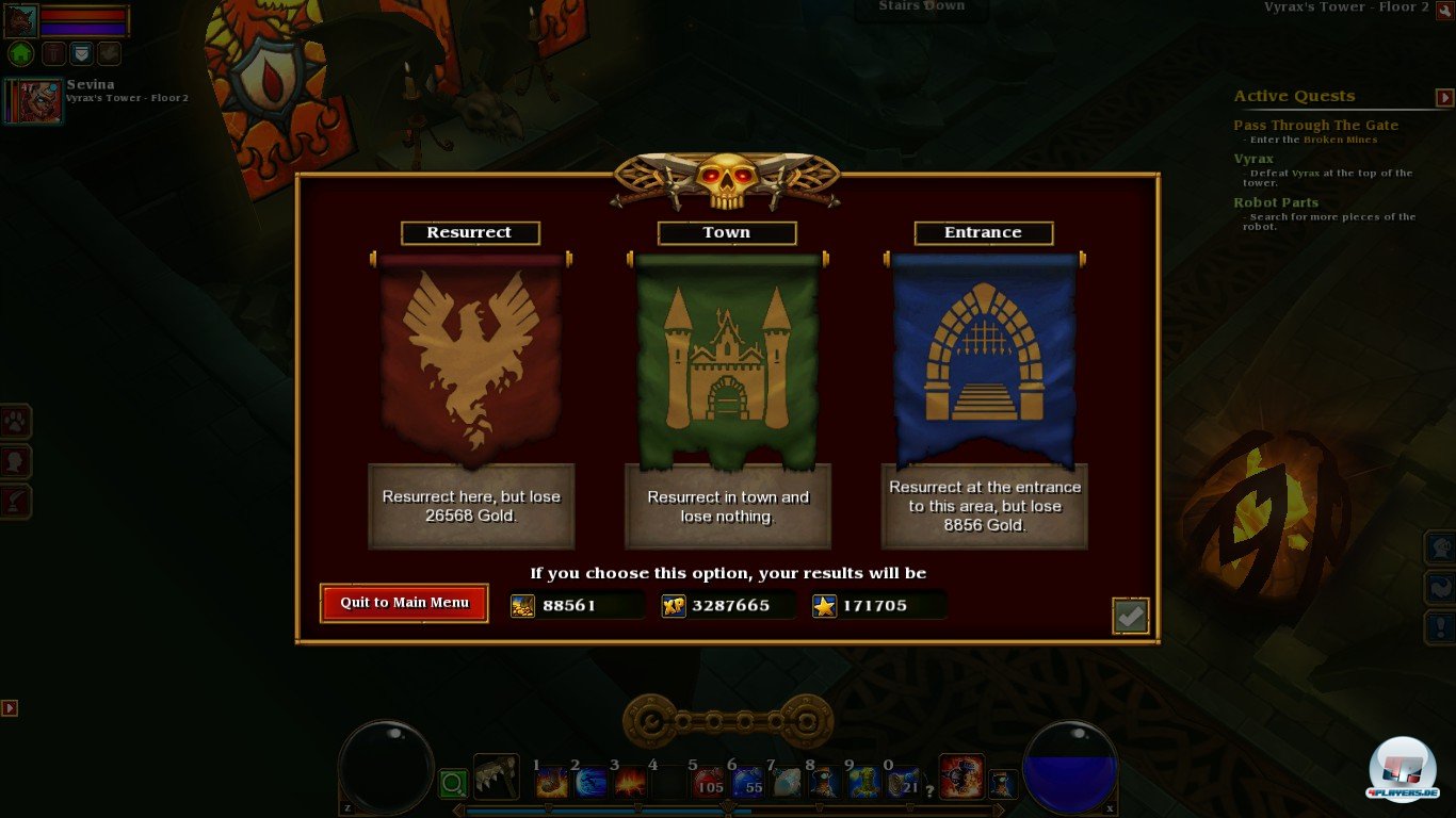 Nach dem Ableben: Welche Wahl soll getroffen werden? Soll Gold ausgegeben werden, um den Laufweg zu verk&uuml;rzen?