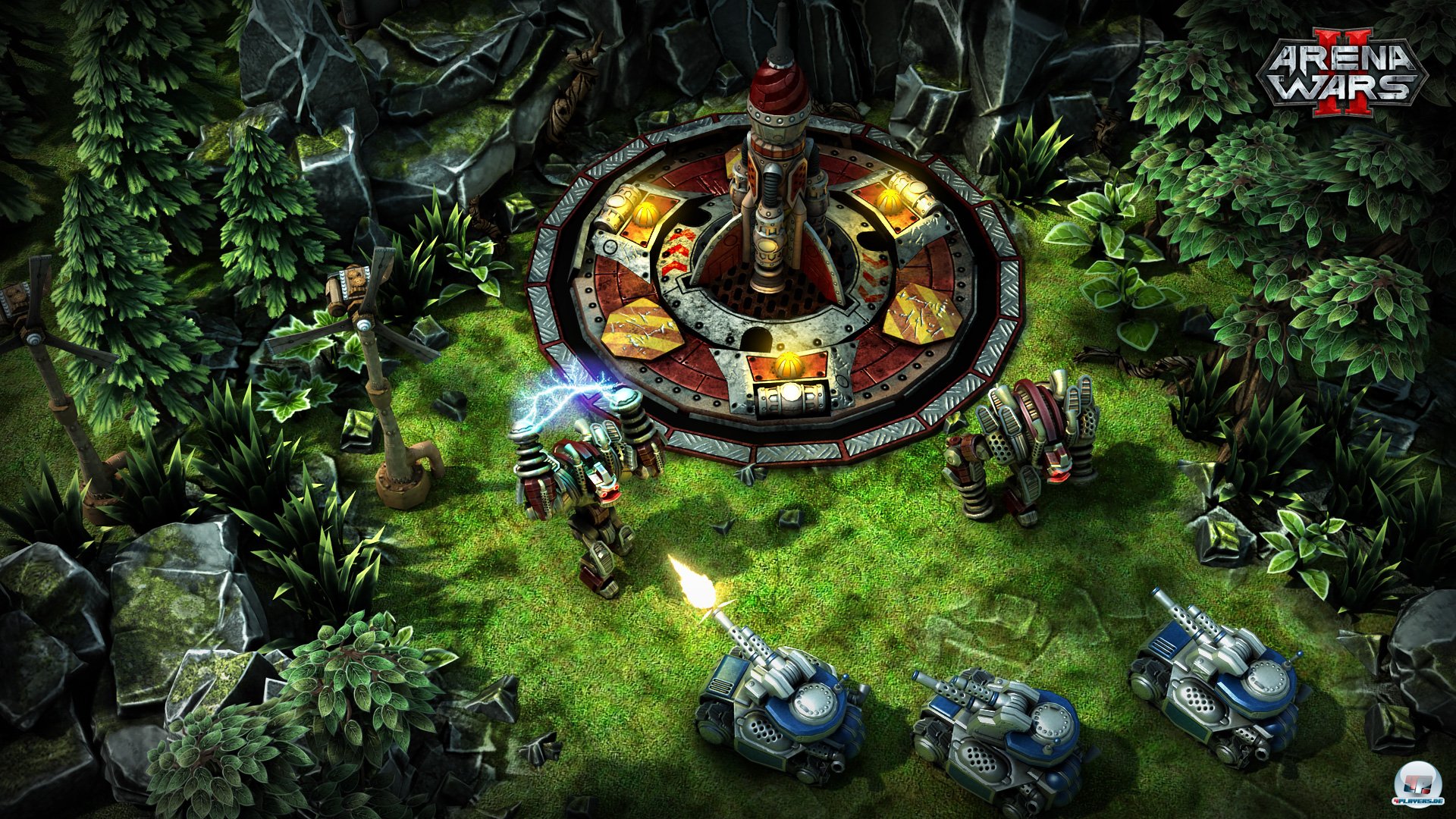 Drei Module m&uuml;ssen von der gegnerischen Basis in die eigene transportiert werden.