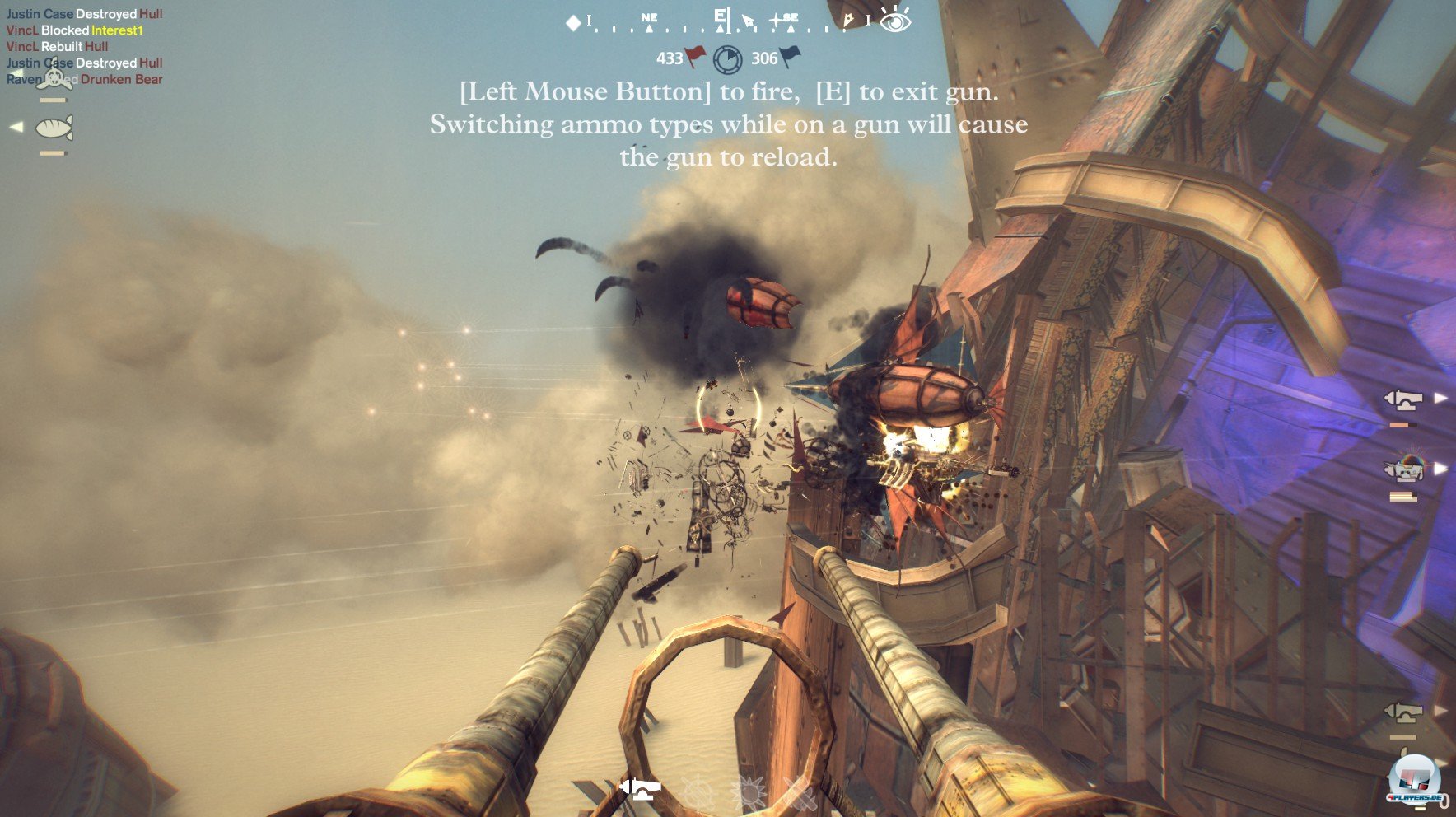 Grafisch hat Guns of Icarus Online nicht viel zu bieten - die Landschaften sind &ouml;de, die Effekte durchschnittlich.