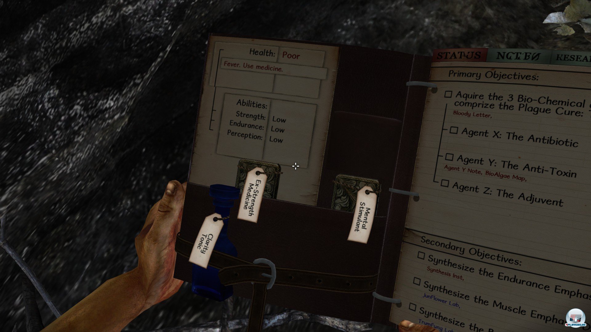 Alle Aktionen erfolgen direkt im Spiel - es gibt keine Men&uuml;s oder st&ouml;rende Einblendungen. Nur kleine Hinweise zu Durst und Ersch&ouml;pfung fallen leider auf.