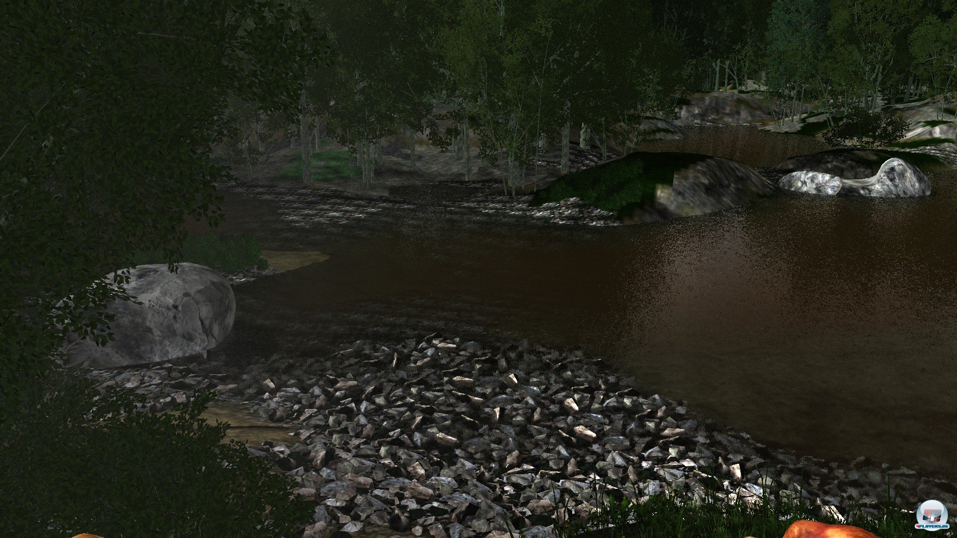 In der Entfernung rei&szlig;t die Technik leider Risse in die sch&ouml;ne Kulisse: Dort werden aus der detailverliebten Landschaft grobe Skizzen.