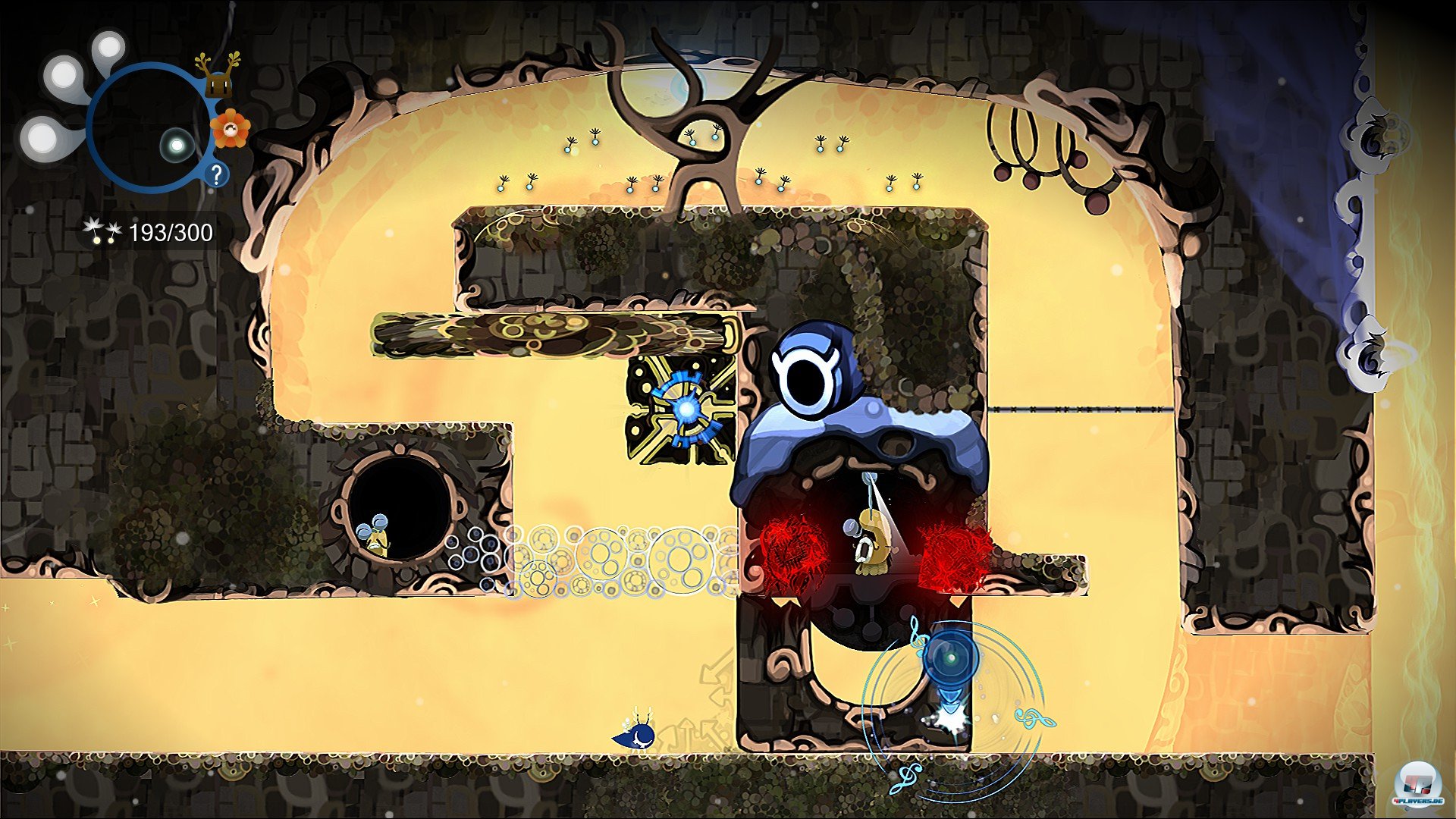 Die kleinen R&auml;tsel sind hervorragend in die Levels integriert. Dieser Stein wird z.B. mit Gesang in die Luft bef&ouml;rdert.