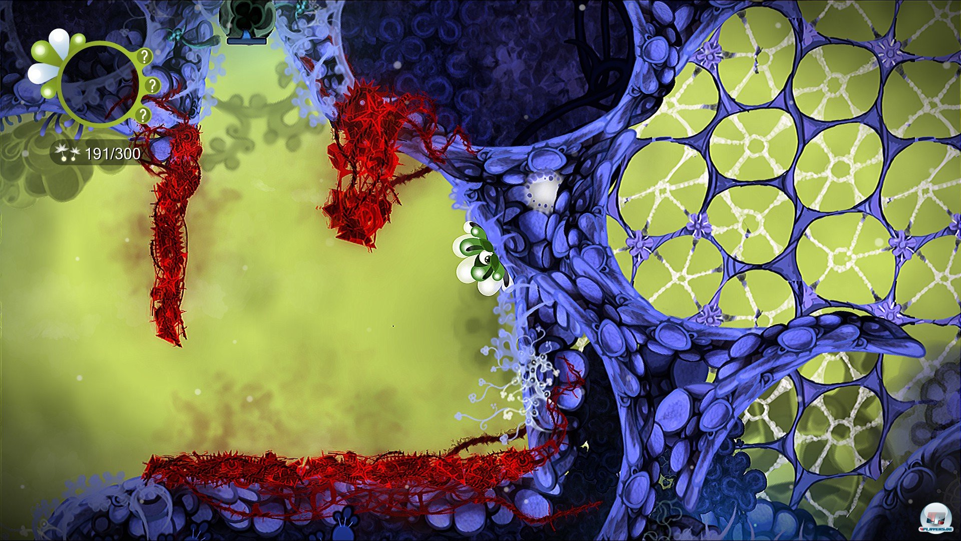 In seiner Pflanzenform krabbelt der putzige Held an W&auml;nden und Decken entlang.