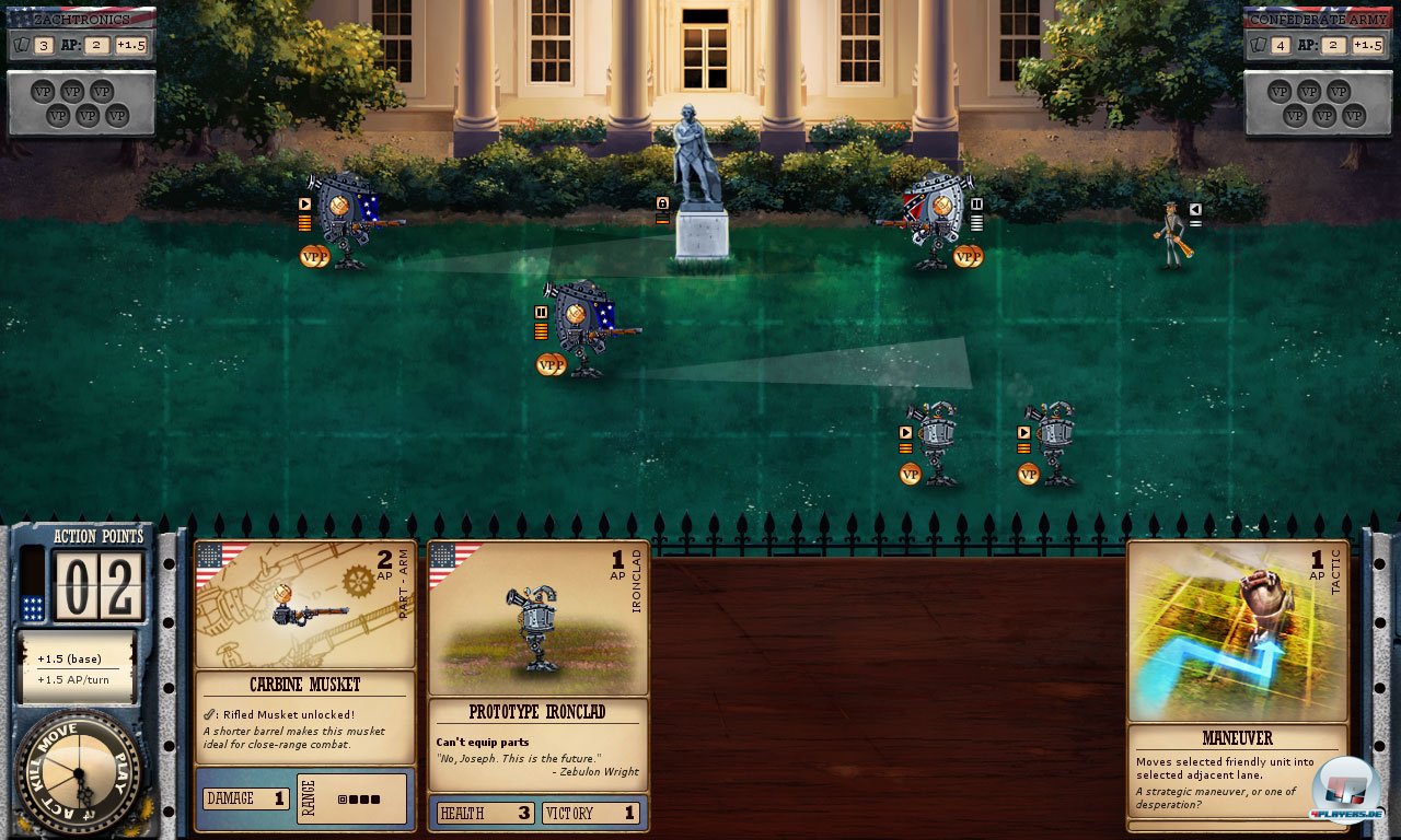 Im Kampf Nordstaaten gegen S&uuml;dstaaten setzen beide Seiten neben klassischer Infanterie auch dampfbetriebene Kriegsmaschinen ein.