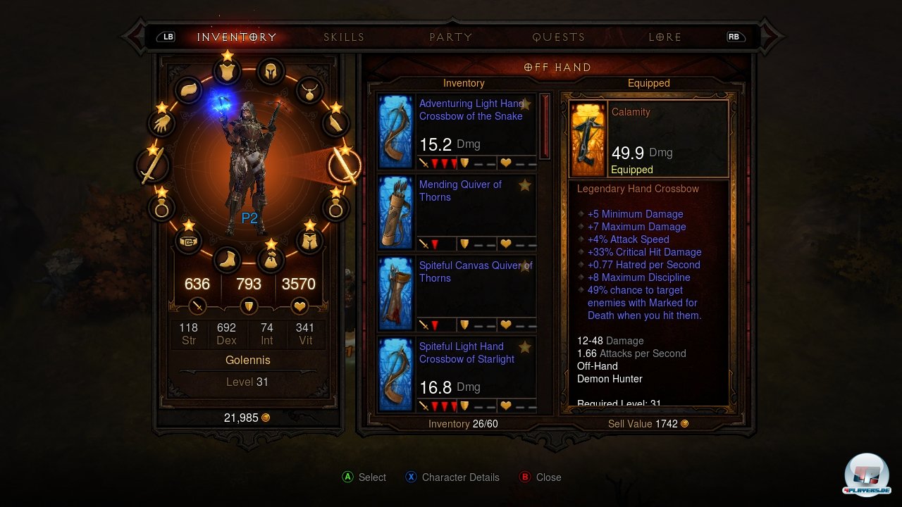 Das Inventar wird komfortabel per Radial-Men&uuml; verwaltet.