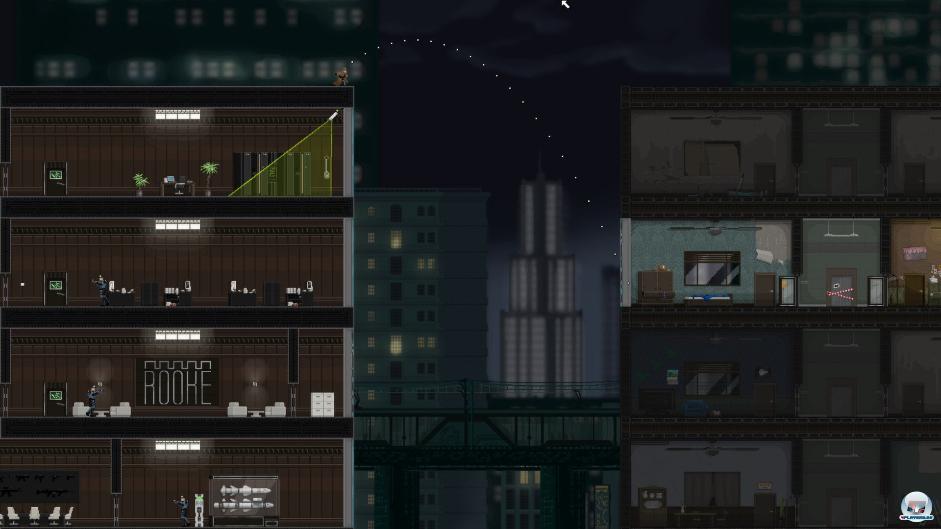 Sp&auml;ter erstrecken sich die Level auch &uuml;ber mehrere Geb&auml;ude.