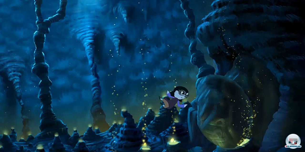 Unter Wasser gibt es mit Hilfe geheimnisvoller Trompeten diverse Farbr&auml;tsel zu l&ouml;sen.