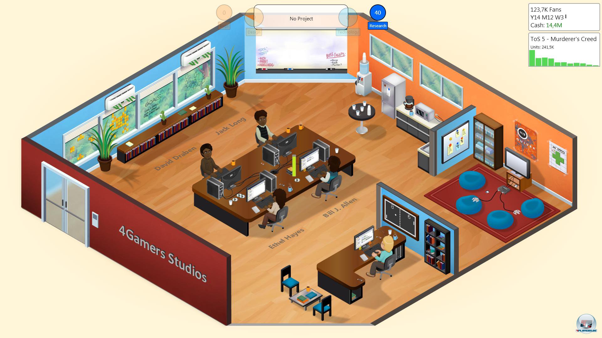 Das erste echte Büro: Die 4Gamers Studios machen sich. Leider ist Kulisse ziemlich steril. Das erste echte Büro: Die 4Gamers Studios machen sich. Leider ist Kulisse ziemlich steril.