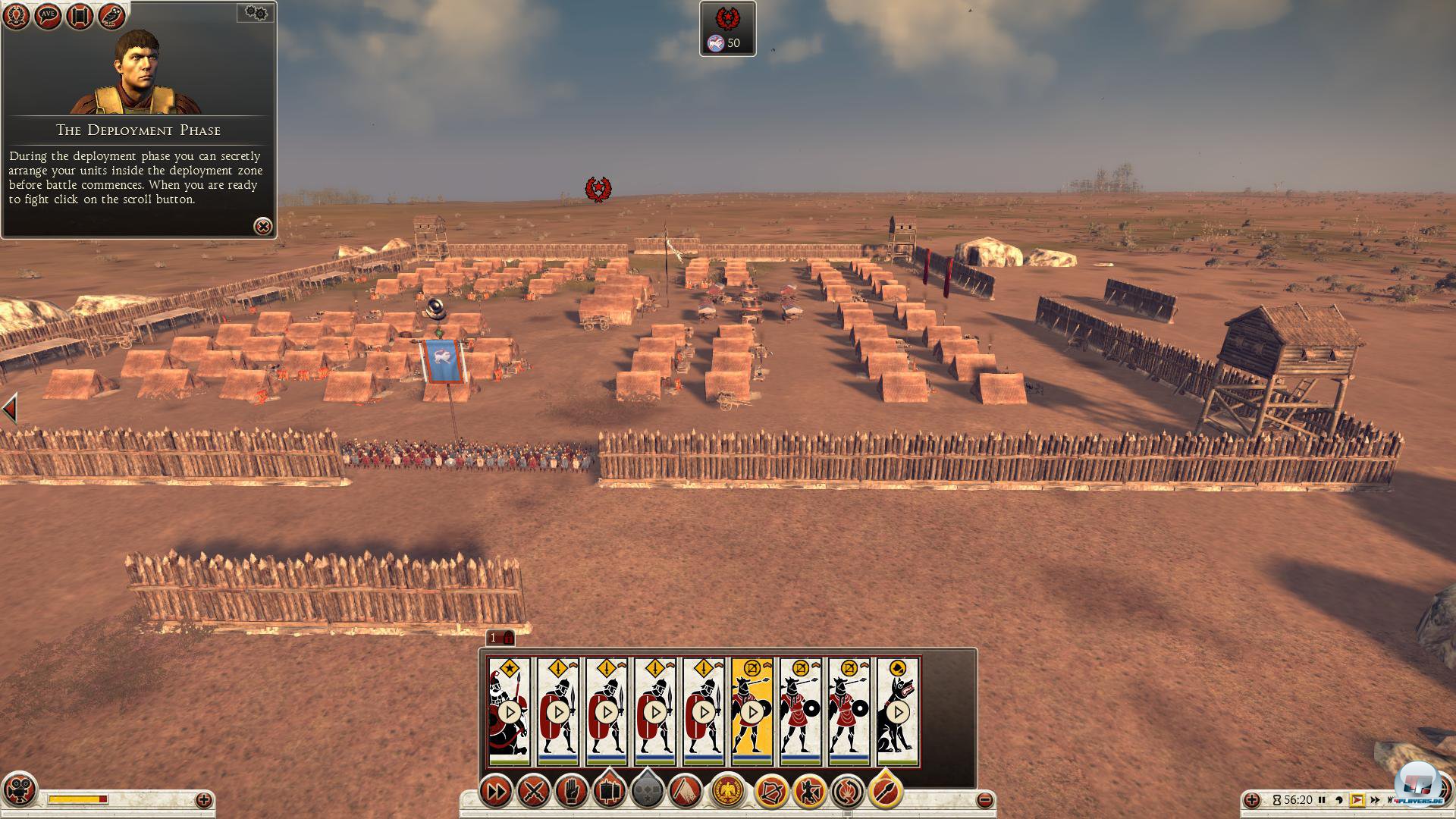 Armeen k&ouml;nnen auf der Weltkarte eine bestimmte Haltung einnehmen: Neben dem Gewaltmarsch k&ouml;nnen sie sich z.B. hinter Palisaden verschanzen oder einen Hinterhalt legen.