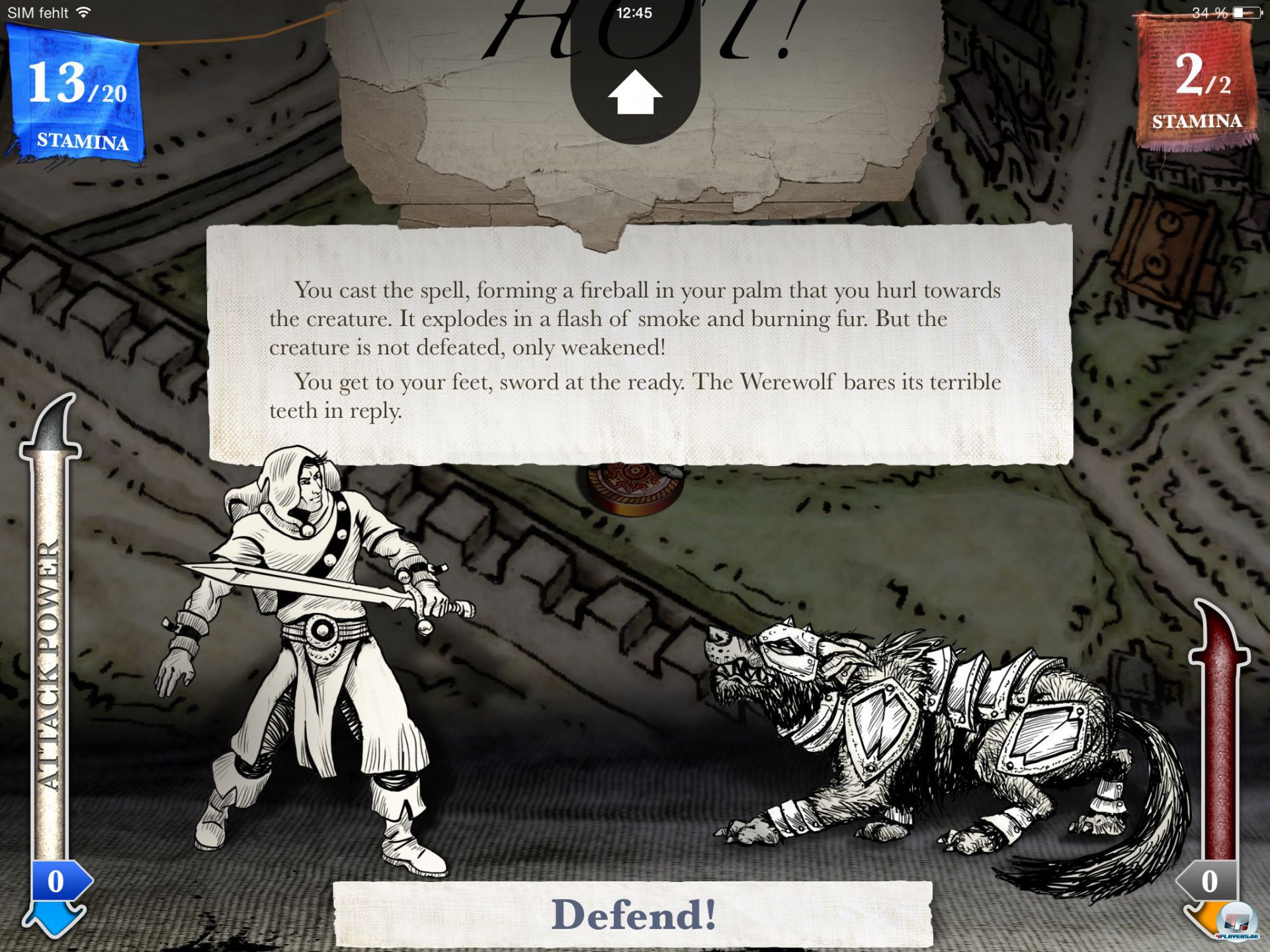 Text bleibt das zentrale Stilmittel, selbst in den K&auml;mpfen bekommt man so Hinweise.