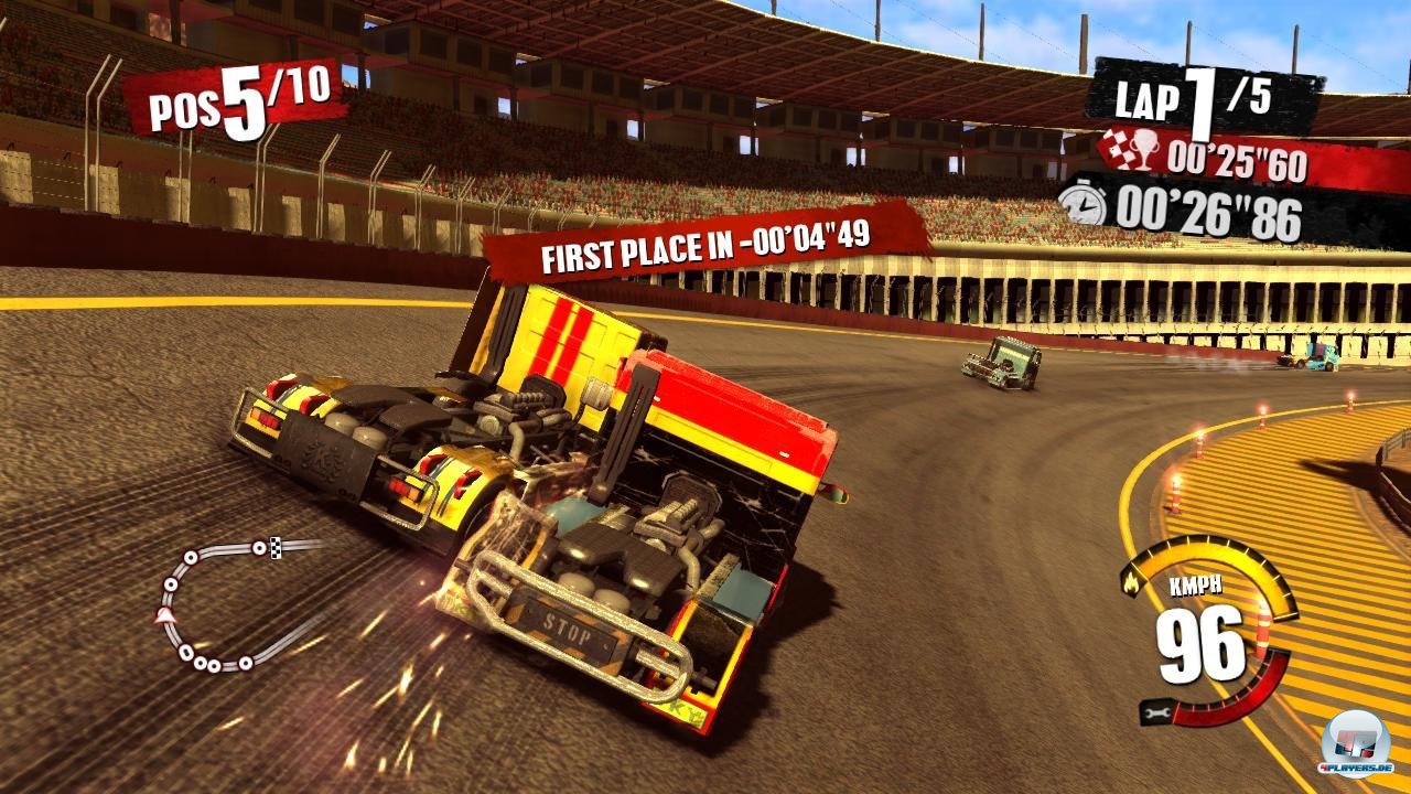 Oft verkeilen sich die Fahrzeuge ineinander. Der eigene Truck l&auml;sst sich in diesem Fall nicht mehr kontrollieren.