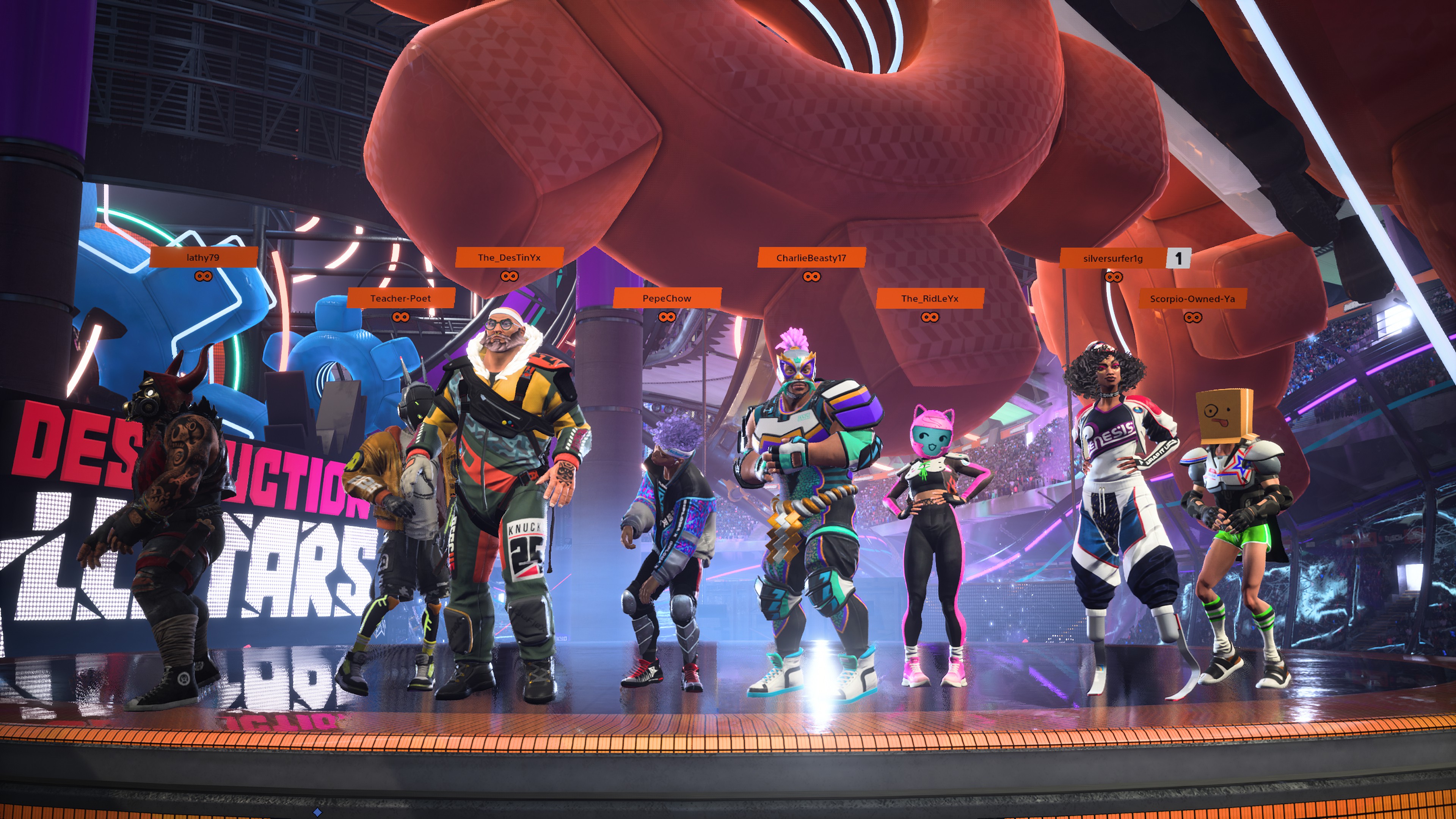 Die Heldenriege von Destruction AllStars ist divers und modern - und nat&uuml;rlich kann man f&uuml;r sie Skins und Emotes kaufen.