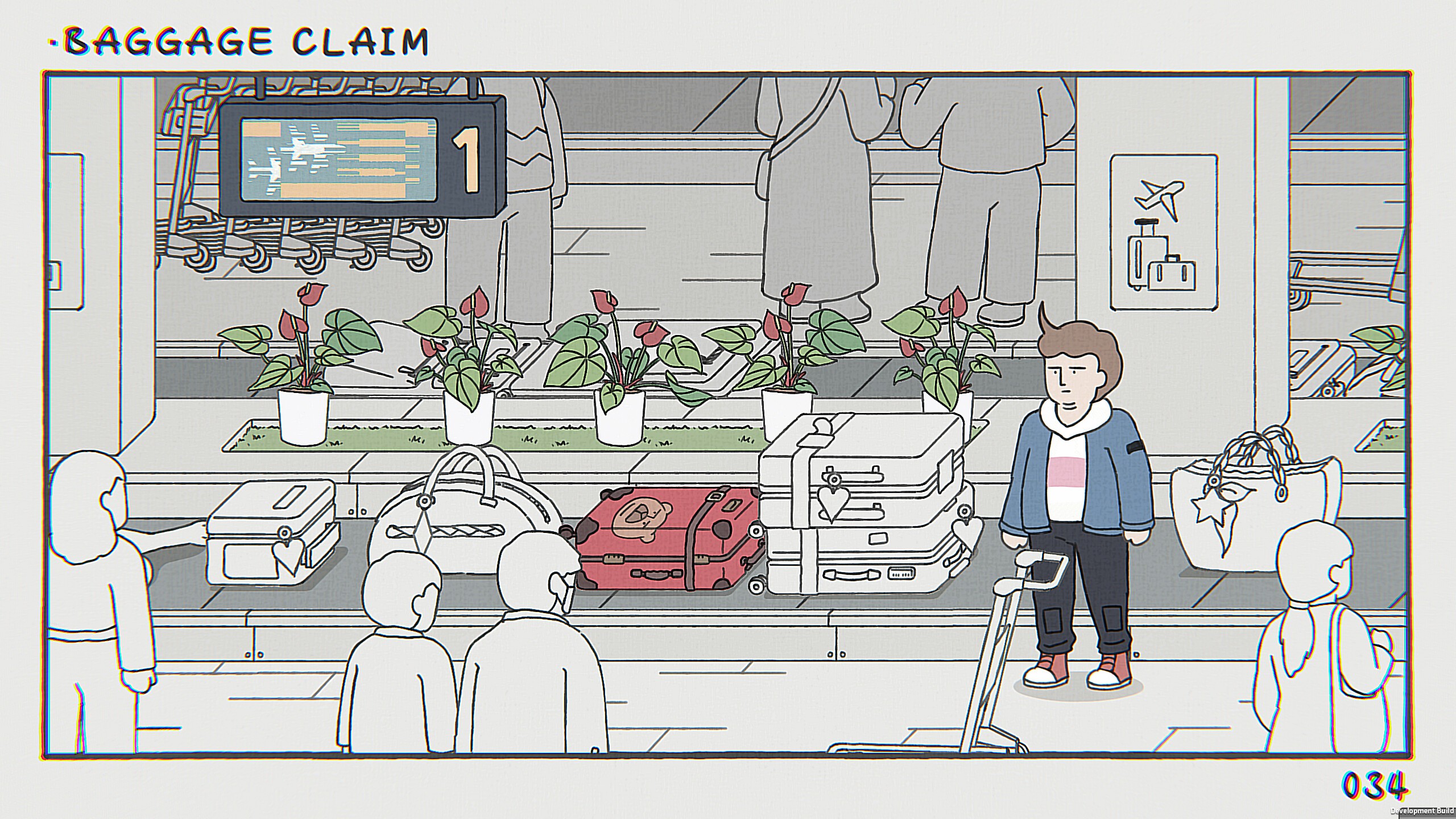 Wer kennt es nicht: Das Gep&auml;ck nach dem Flug braucht oft ganz sch&ouml;n lange. Zeit genug, um mit den Koffern anderer Leute Unfug anzustellen.