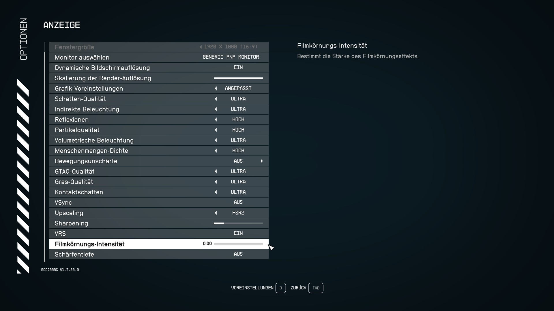Wie ihr die Grafik von Starfield einstellt ist eure Sache, aber die Filmk&ouml;rnung sollte auf ein Minimum reduziert werden.