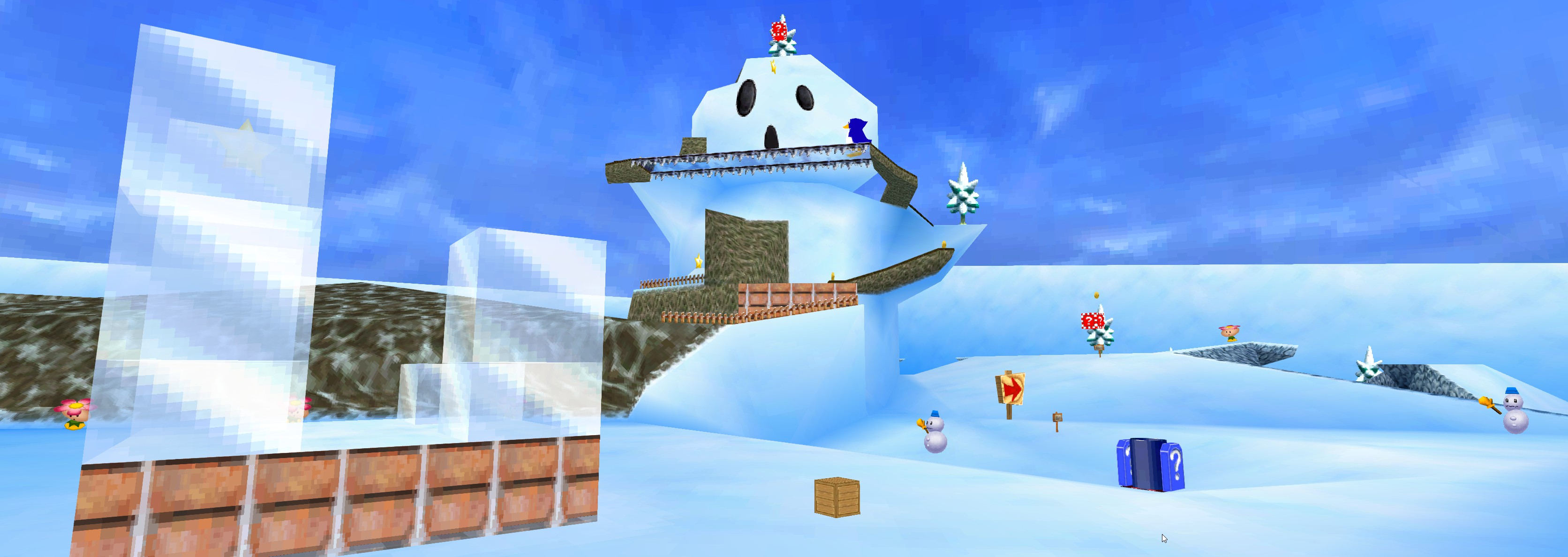 Dreh- und Angelpunkt sowie gr&ouml;&szlig;te Erhebung von Welt 10 ist der riesige Schneemann.