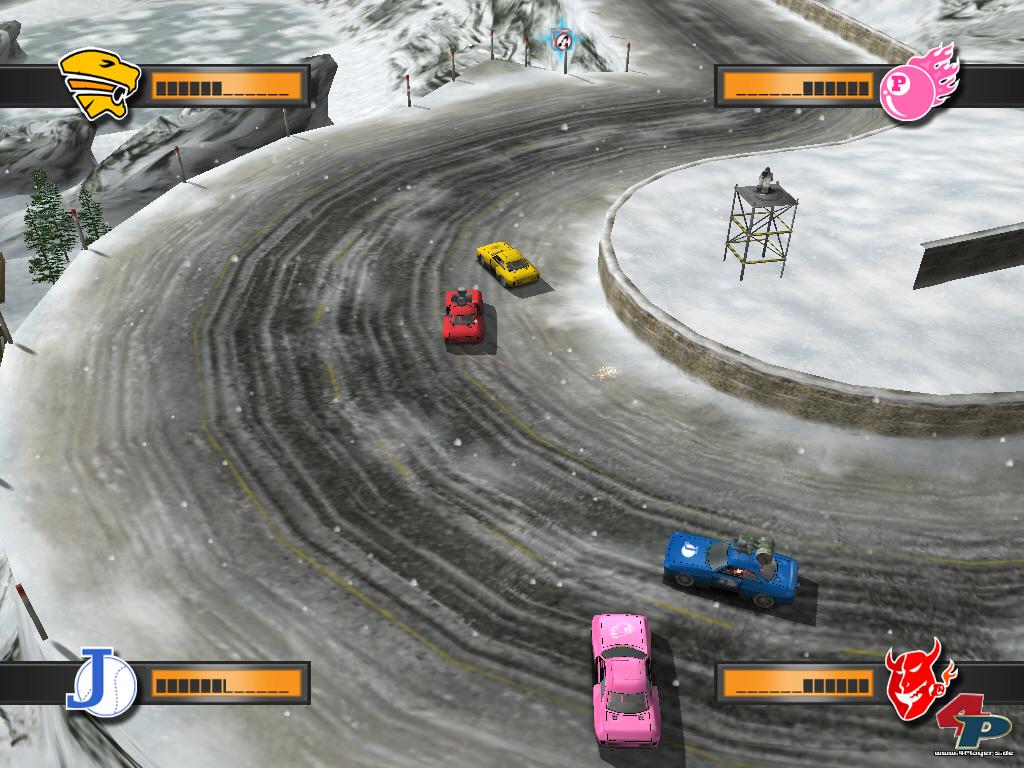 Kleine Autos ganz gro&szlig;: In Mashed wird geballert und gerempelt, was das Zeug h&auml;lt. (PC)