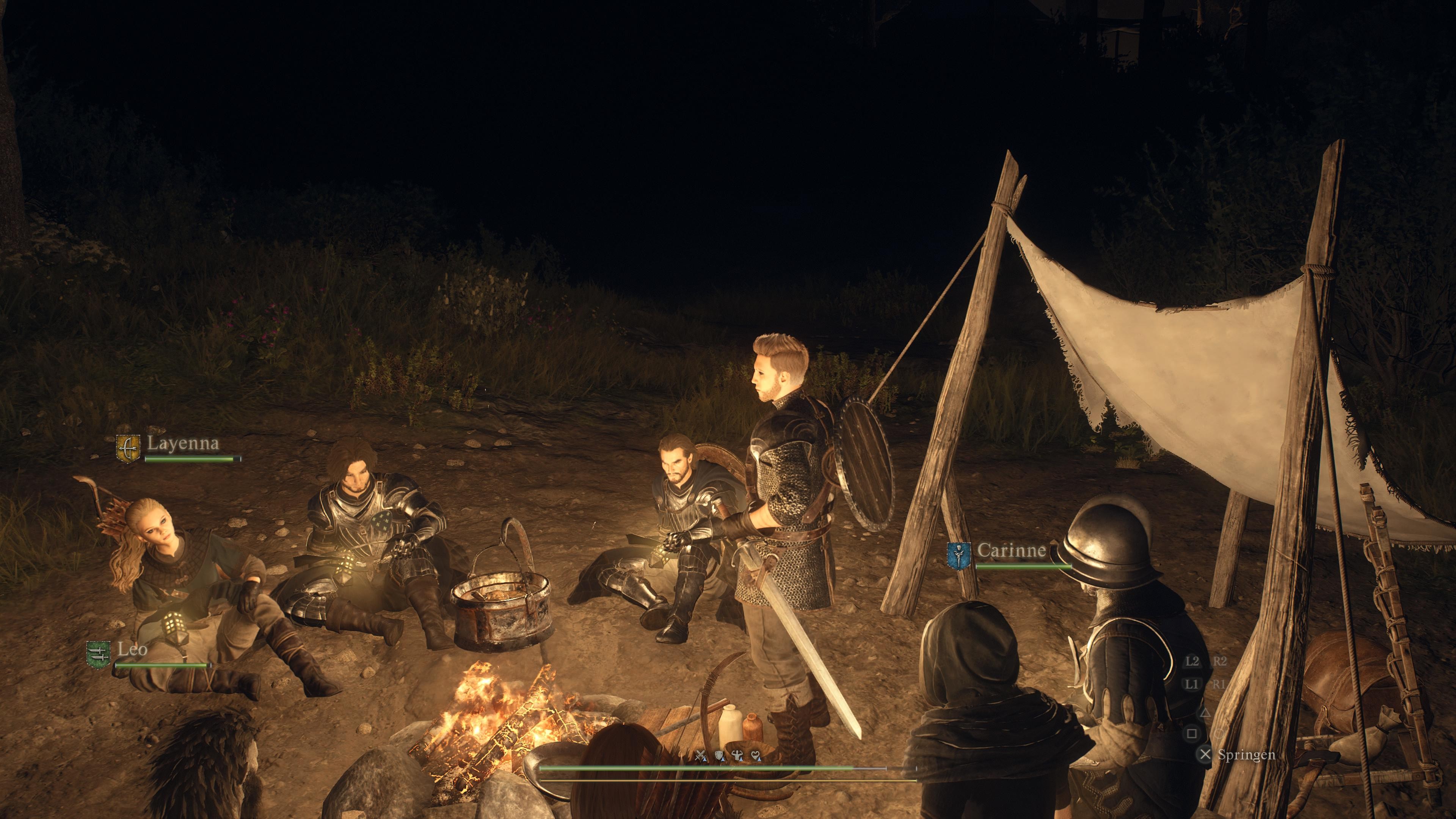 In der Nacht solltet ihr lieber ein Lager aufschlagen als in der gef&auml;hrlichen Welt weiterzureisen. Aber Vorsicht: Auch hier sind Monsterangriffe nicht ausgeschlossen.