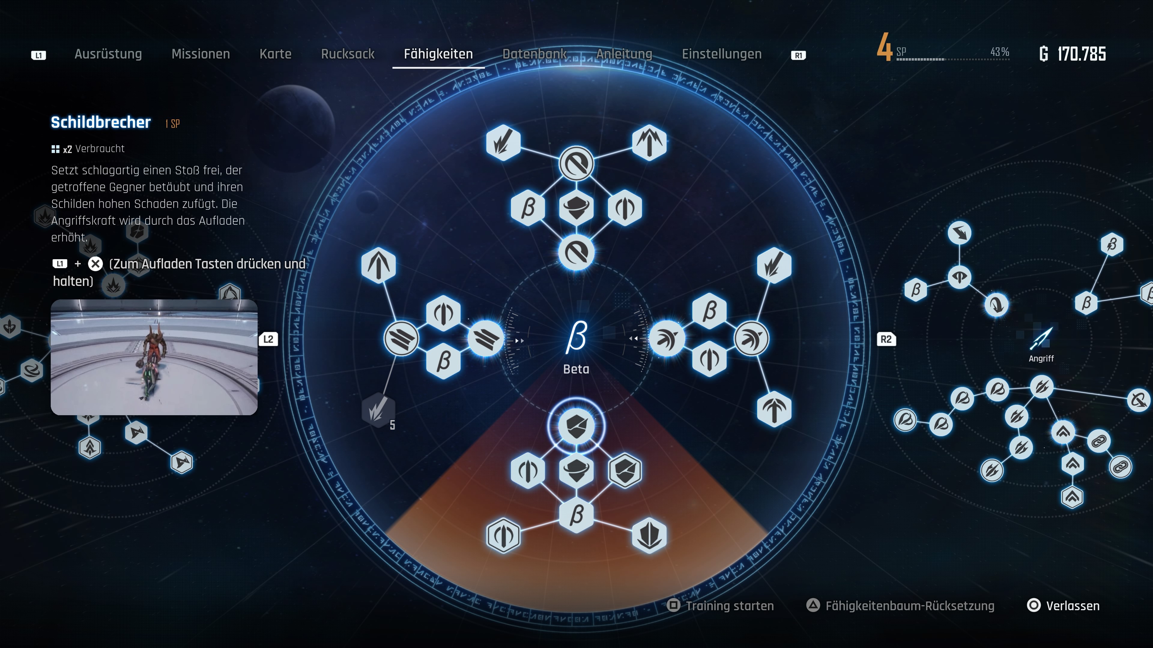 Gigantisch ist die Auswahl an Beta-F&auml;higkeiten nicht, daf&uuml;r gew&ouml;hnt ihr euch aber auch schnell an sie. Jetzt nur noch ein bisschen ausbauen...