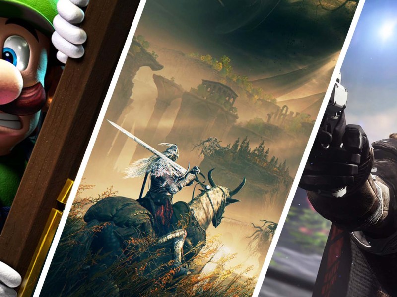 Bildercollage zu den neuen Spielen im Juni 2024. Zu sehen sind Luigi's Mansion 2 HD, Elden Ring: Shadow of the Erdtree und Destiny 2: The Final Shape.